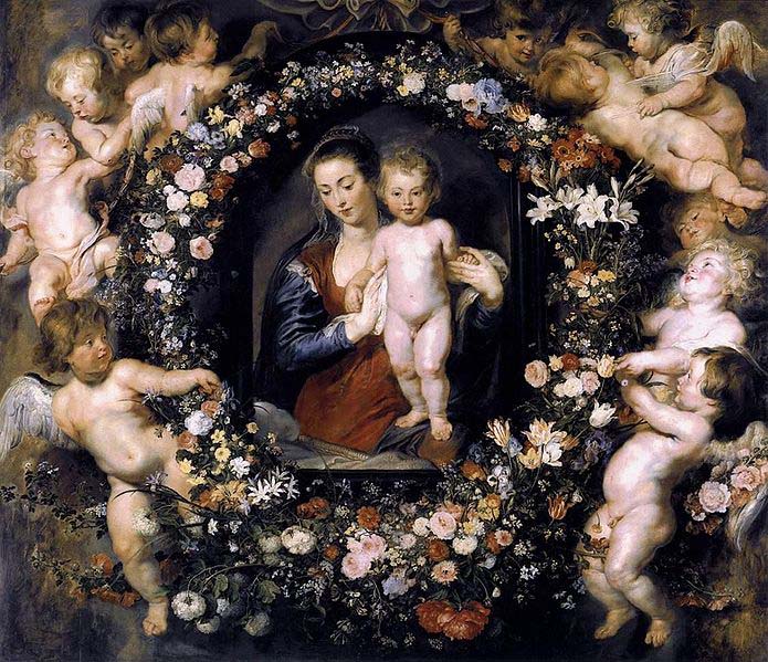 Peter Paul Rubens Madonna on Floral Wreath